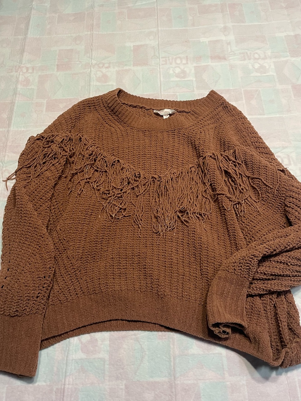 Fringe Detail Brown Women's Sweater